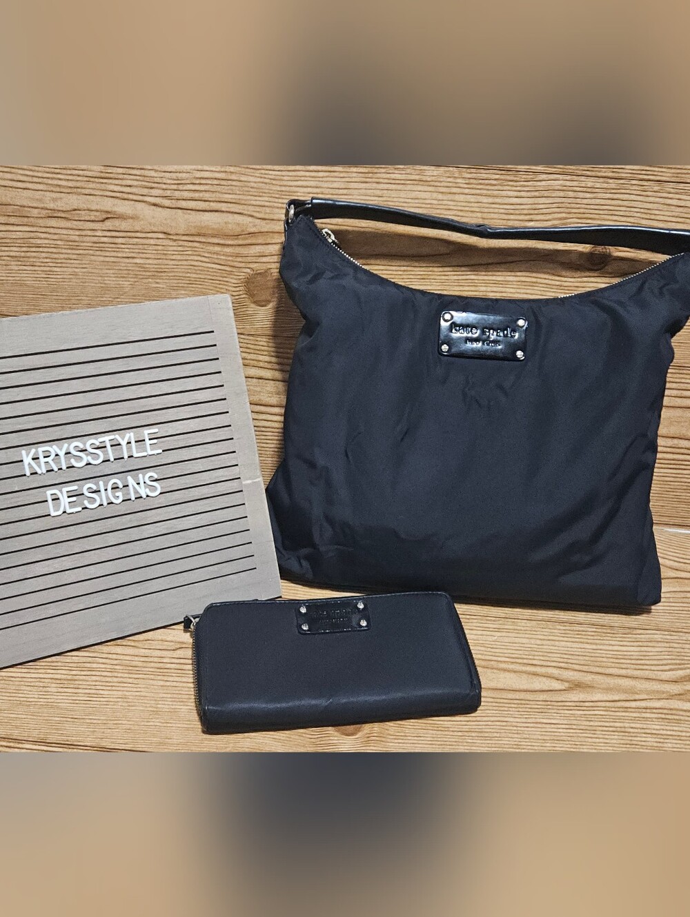 Kate Spade Nylon Hobo Bag & Matching Nylon Zip Wallet Black